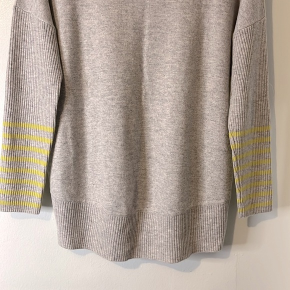 Pure Collection Scoop Neck 3/4 Sleeve Gray Lime Green Wool Cashmere Sweater Sz 6 - Picture 8 of 9